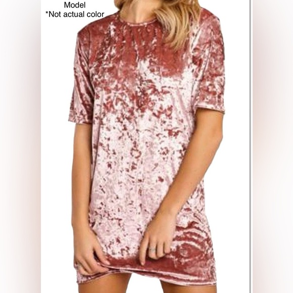 R. Vivimos Pink Velvet Mini T-Shirt Short Sleeve Women’s Dress Medium NWT - Picture 6 of 11